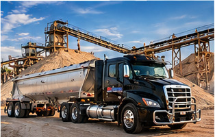Illustrative concept of MidAmerica branded truck serving belly dump transport